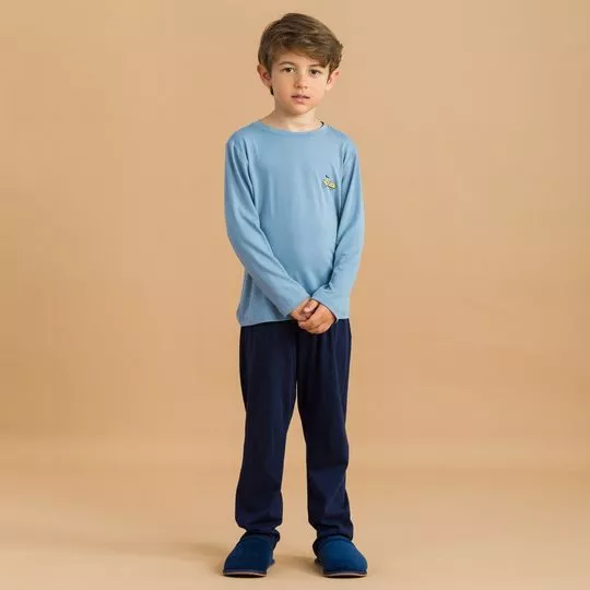Pijama Longo - Azul- Anna Kock Sleepwear