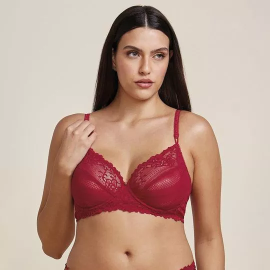 Sutiã Meia-Taça Renda- Vermelho- Hope