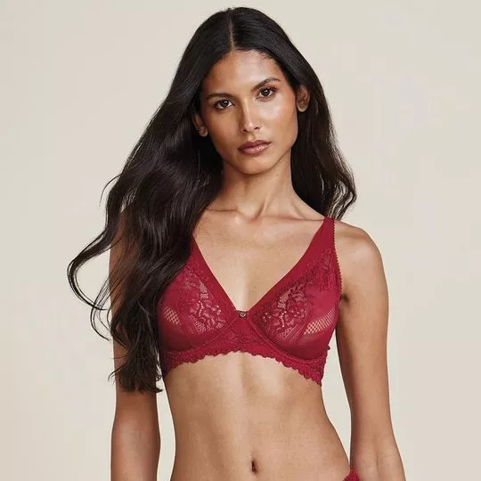 Sutiã Triângulo Com Aro Em Renda- Vermelho- Hope