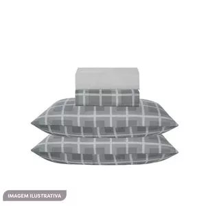Jogo De Cama 300 Fios Micropercal Estampado King<br /> - Cinza Escuro<br /> - 280x260cm<br /> - 3Pçs<br /> - Niazitex