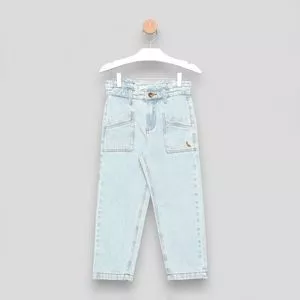 Calça Jeans Reta Com Bolsos<BR>- Azul Claro<BR>- Reserva Mini