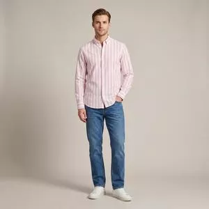 Camisa Manga Longa Regular Listrada<BR> - Rosa<BR> - Reserva
