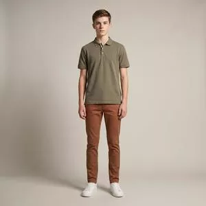 Polo Malha Crepe Tyr Regular<BR>- Verde Militar<BR>- Reserva