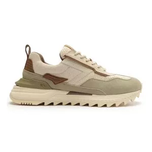 Tênis Casual De Couro<BR>- Bege<BR>- Reserva