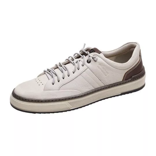 Sapatênis Em Couro - Off White - Democrata