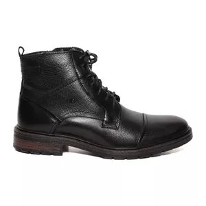 Bota Em Couro Com Recortes<br /> - Preto<br /> - Democrata