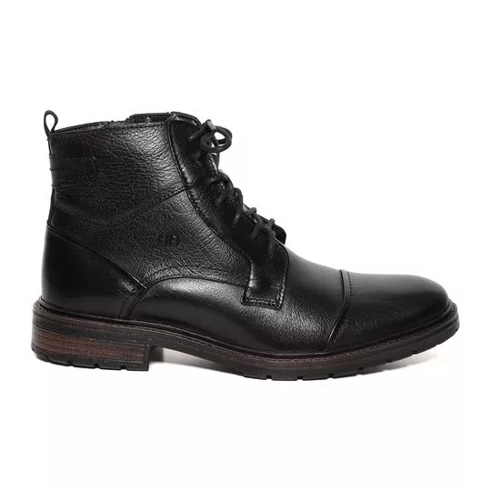Bota Em Couro Com Recortes - Preto - Democrata