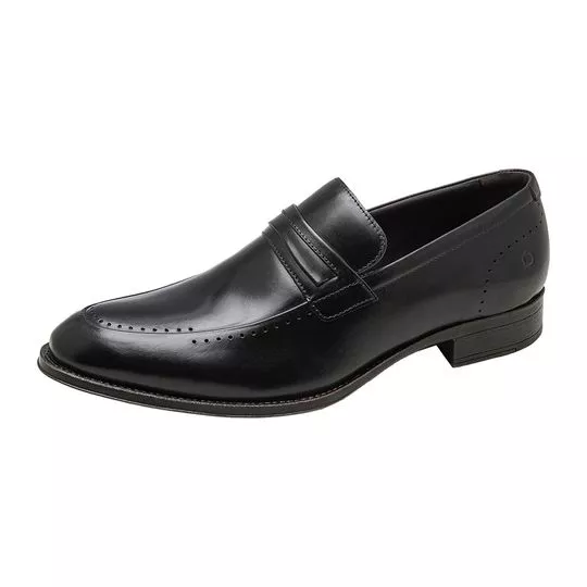 Sapato Social Couro Slip-on - Preto - Democrata