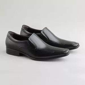 Sapato Social Em Couro<BR> - Preto<BR> - Democrata