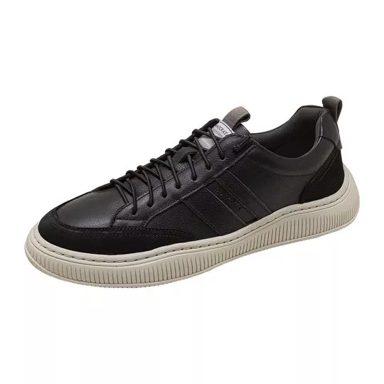 Tênis Couro Casual - Preto - Democrata