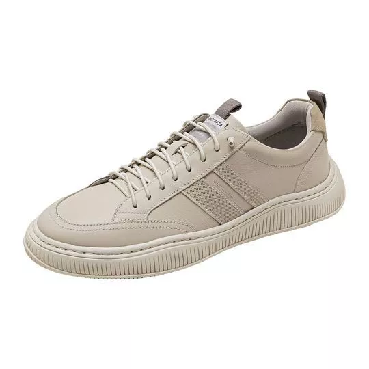 Tênis Couro Casual Denim Vibe - Bege - Democrata