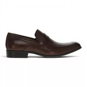 Sapato Social Couro Slip-On<BR>- Marrom <BR>- Zoomp
