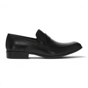 Sapato Social Couro Slip-on<BR>- Preto<BR>- Zoomp