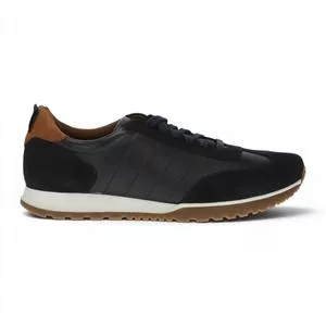 Tênis Casual De Couro Camurça <BR>- Azul Marinho <BR>-Zoomp