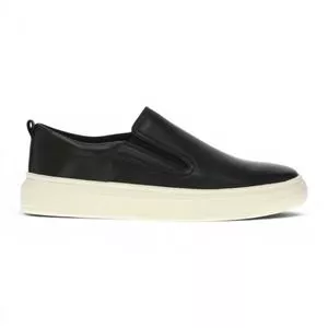Tênis Slip-on Couro<BR>- Preto <BR>- Zoomp