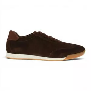 Tênis Casual Em Couro Camurça<BR>- Marrom <BR>- Zoomp