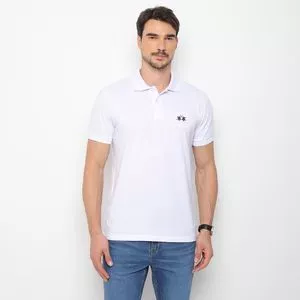 Polo Em Piquê Com Bordado<BR>- Branca<BR>- La Martina