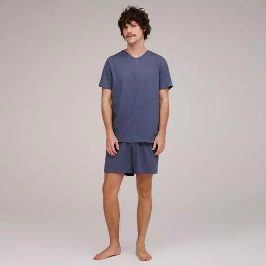 Pijama Masculino- Azul- Hering