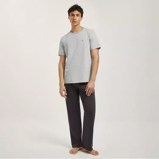 Pijama Masculino Lisa- Cinza- Hering