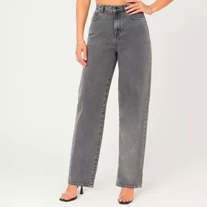 Calça Wide Leg<BR>- Cinza Claro<BR>- Consciência Jeans