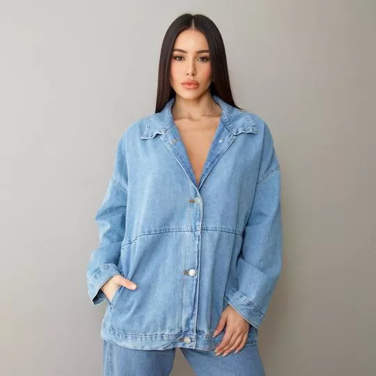 Jaqueta Jeans Oversize- Azul Claro- Consciência Jeans