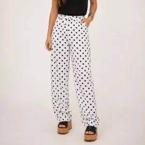 Calça Reta Poá<br /> - Branco & Preto<br /> - Consciência Jeans