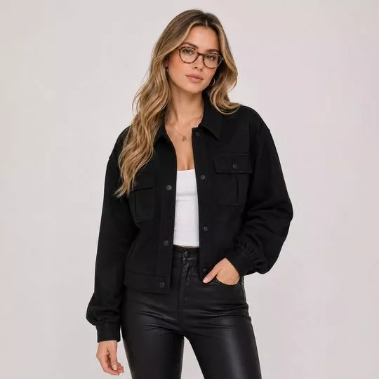 Jaqueta Rider Camurça- Preta- Consciência Jeans