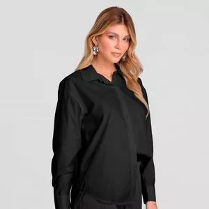 Camisa Oversized<BR>- Preta<BR>- DIANNA
