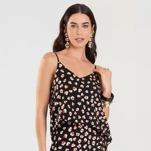 Blusa De Alça<BR>- Preta<BR>- DIANNA