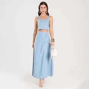 Top Acinturado<BR>- Azul Claro<BR>- DIANNA