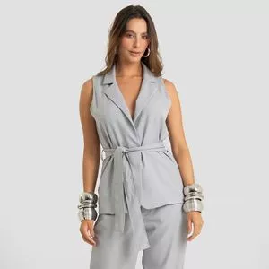 Colete Risca De Giz<BR>- Cinza<BR>- DIANNA