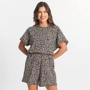 Macaquinho Floral<BR>- Preto & Branco<BR>- Rovitex