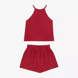 Conjunto Cropped Com Shorts<BR>- Vermelha<BR>- Rovitex