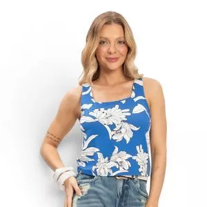 Conjunto Regata Com Shorts Floral<BR>- Azul<BR>- Rovitex