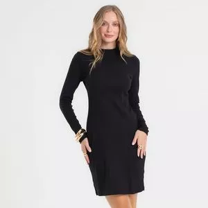 Vestido Manga Longa<BR>- Preto<BR>- Rovitex