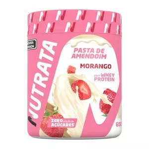 Pasta De Amendoim Com Whey Protein<BR> - Morango<BR> - 600g<BR> - Nutrata