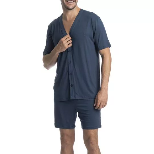 Pijama Americano Romeu Curto- Azul Marinho- Daniela Tombini