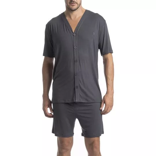 Pijama Americano Romeu Curto- Cinza Escuro- Daniela Tombini