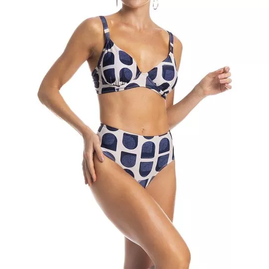 Conjunto Biquíni Bia Alta Geométrica- Azul- Daniela Tombini