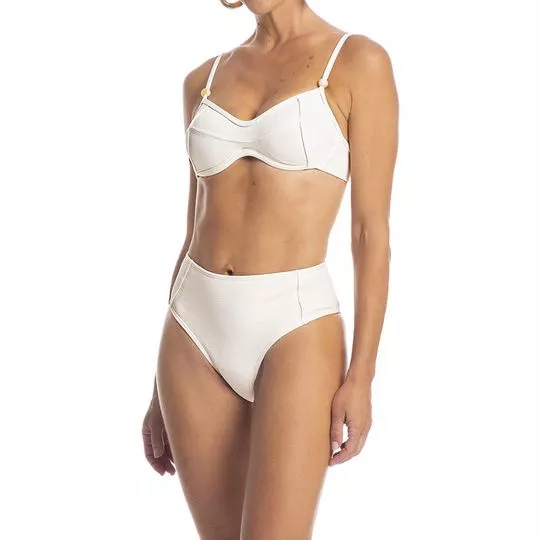 Conjunto Biquíni Corset Hot Pant- Off White- Daniela Tombini
