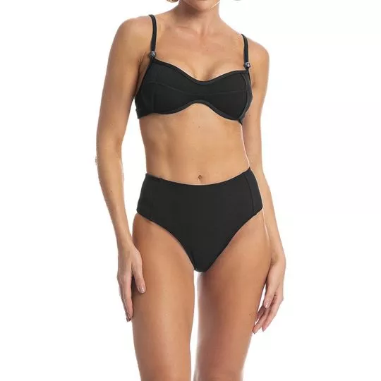 Conjunto Biquíni New Corset Hot Pant- Preta- Daniela Tombini