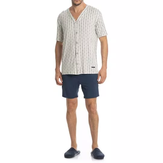 Pijama Americano Joaquim Curto Listrado- Azul Marinho- Daniela Tombini