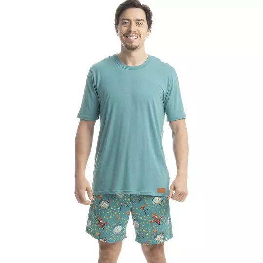 Pijama Curto Pequeno Príncipe - Azul Turquesa- Daniela Tombini