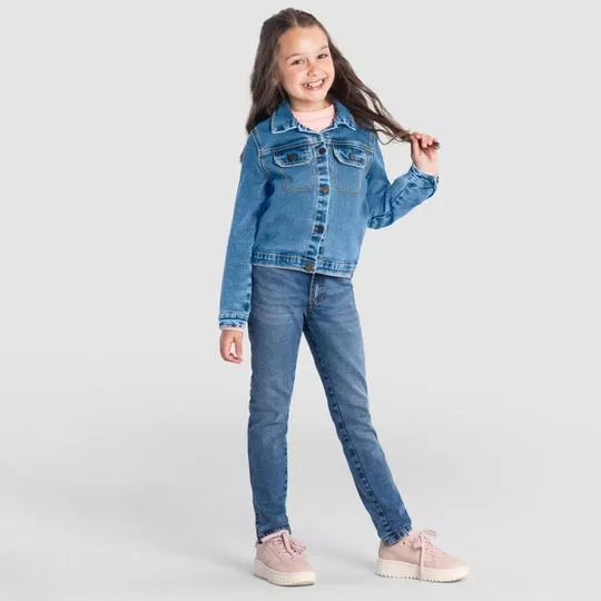 Jaqueta Jeans Lisa- Azul