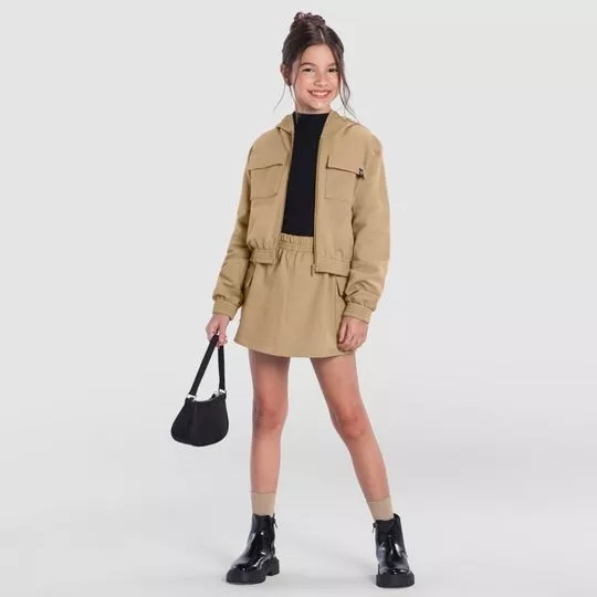 Jaqueta Com Bolsos- Bege