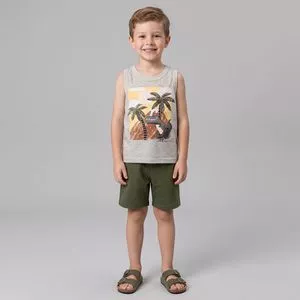 Conjunto Regata E Bermuda Bichinho<BR> - Cinza<BR> - Elian