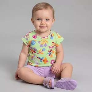 Conjunto Bermuda Ciclista Floral<BR> - Verde Claro<BR> - Elian