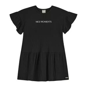 Vestido Infantil Com Babado<br /> - Preto<br /> - Colorittá