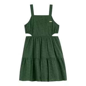 Vestido Infantil Alças Largas Liso<BR> - Verde Escuro<BR> - Colorittá