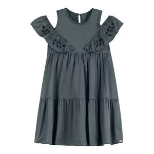 Vestido Infantil Corte Em A Liso<BR> - Azul Marinho<BR> - Colorittá